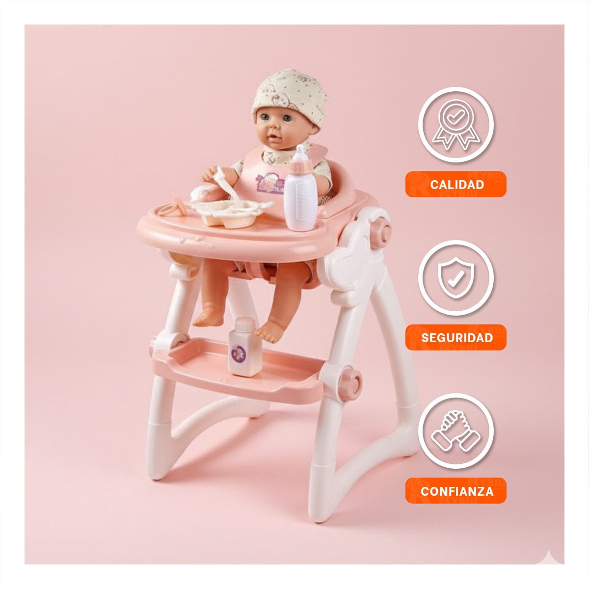 ASIENTO DE COMER Y JUGUETE PARA JUEGO INFANTIL EN EL HOGAR ROSADO 37X31X49CM YLIGAS REGALO - 2