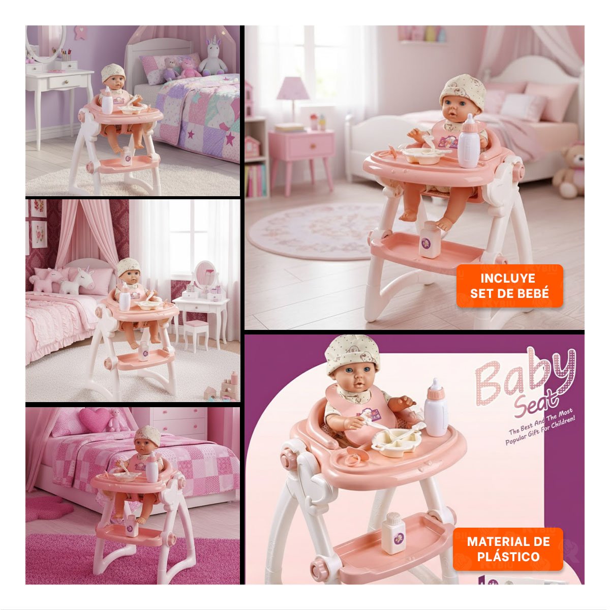 ASIENTO DE COMER Y JUGUETE PARA JUEGO INFANTIL EN EL HOGAR ROSADO 37X31X49CM YLIGAS REGALO - 5