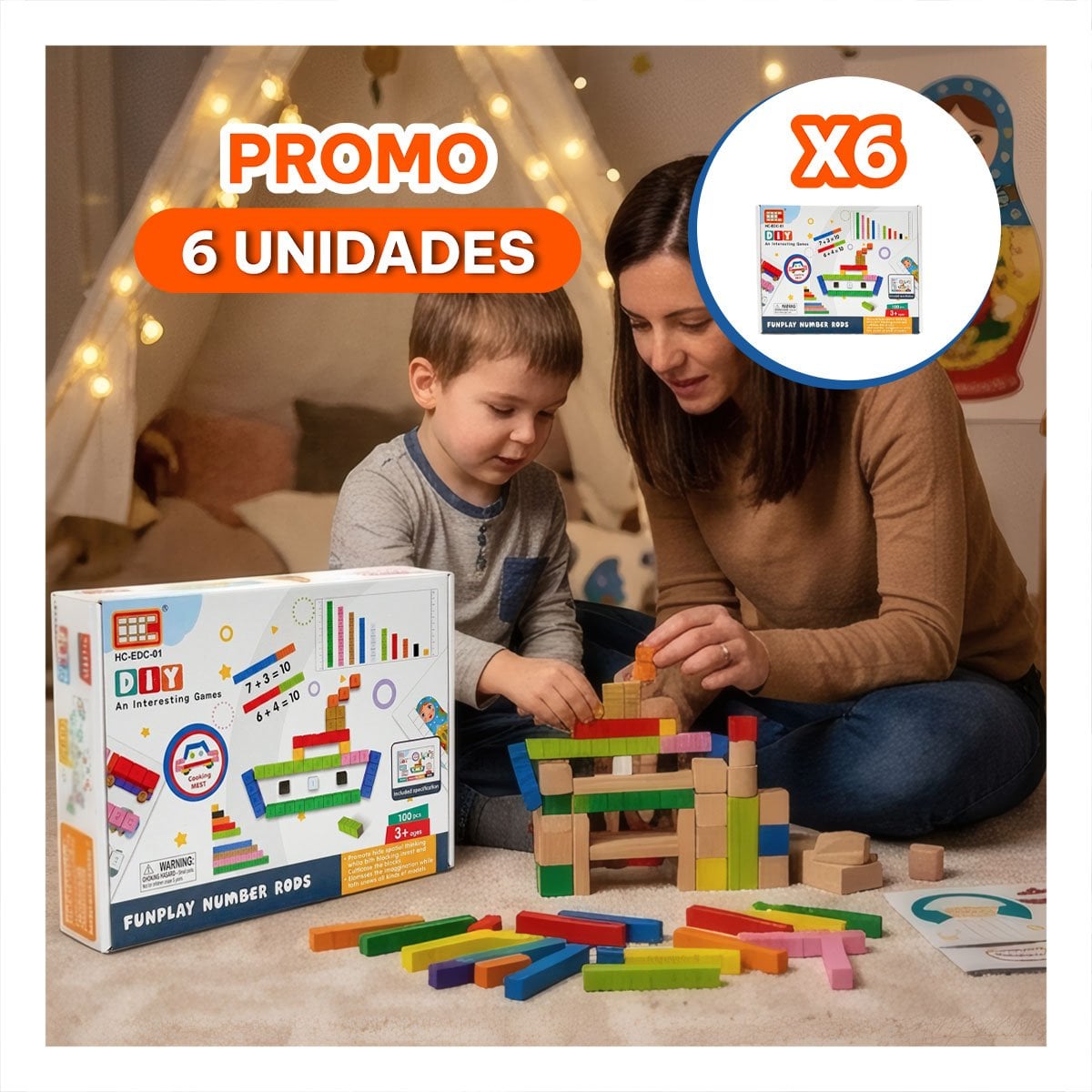 PACK6 BARRAS CREATIVAS PARA JUEGOS MATEMATICOS CON REGLETAS 100PZ - 1
