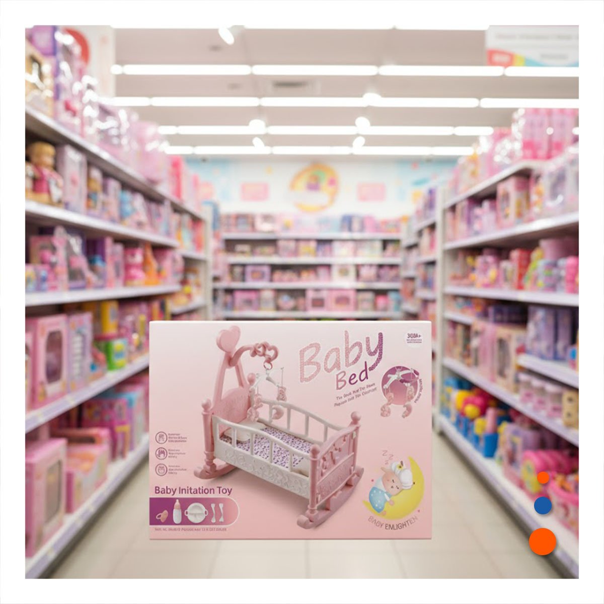 CAMA MECEDORA PARA JUEGO INFANTIL CON BALANCE NATURAL ROSADO 32X53X59CM - 2