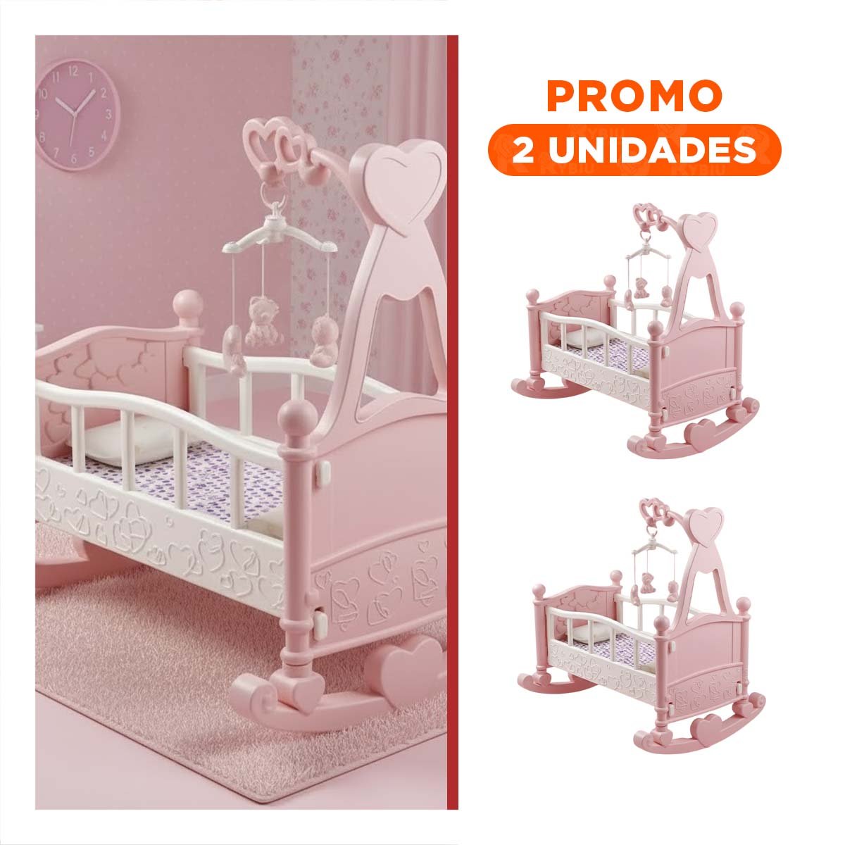 PACK2 MUEBLE MECEDORA PARA JUEGO INFANTIL CON DISENO FUNCIONAL ROSADO 32X53X59CM - 1