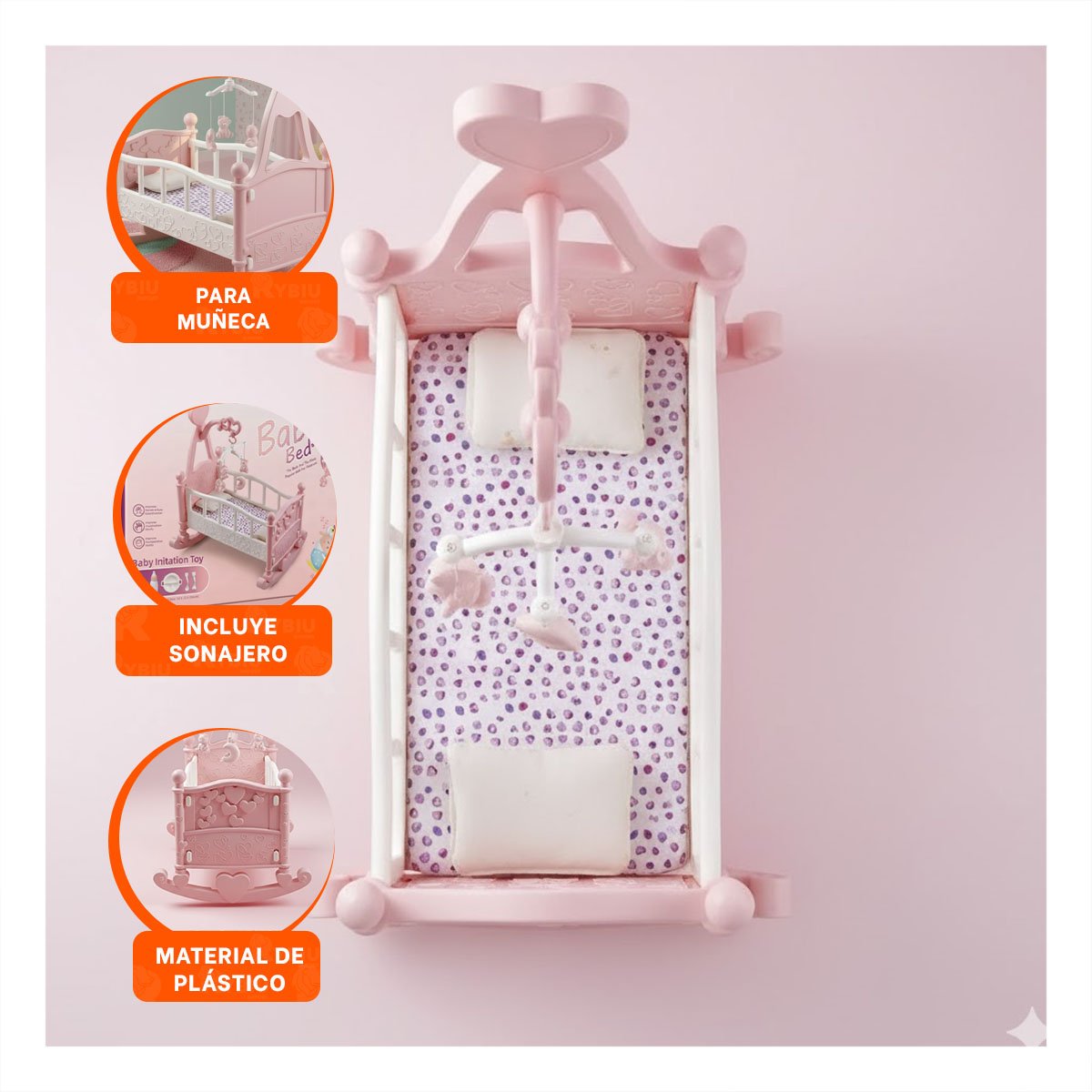 PACK2 MUEBLE MECEDORA PARA JUEGO INFANTIL CON DISENO FUNCIONAL ROSADO 32X53X59CM - 5