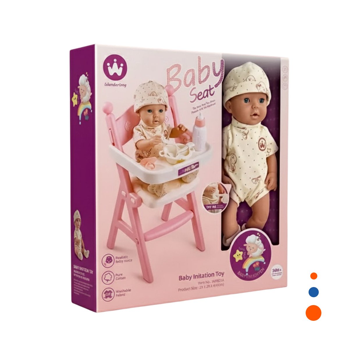 ASIENTO DE COMER CON JUGUETE PARA JUEGO INFANTIL DE CUIDADO EN ROSADO 25X25X49CM YSTICKY - 3