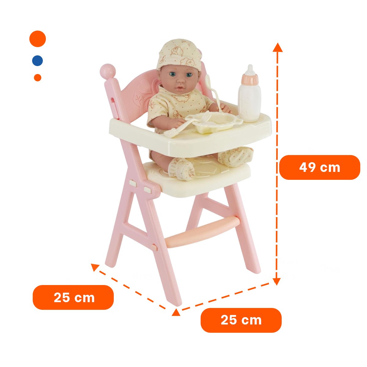 ASIENTO DE COMER CON JUGUETE PARA JUEGO INFANTIL DE CUIDADO EN ROSADO 25X25X49CM YSTICKY - 4