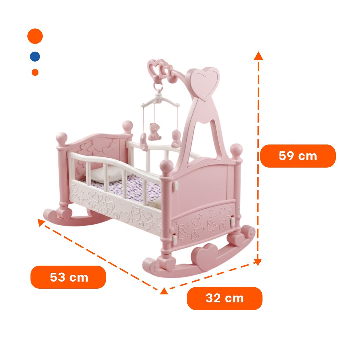 CAMA MECEDORA PARA JUEGO INFANTIL PARA RUTINA DIARIA ROSADO 32X53X59CM YSTICKY - 4