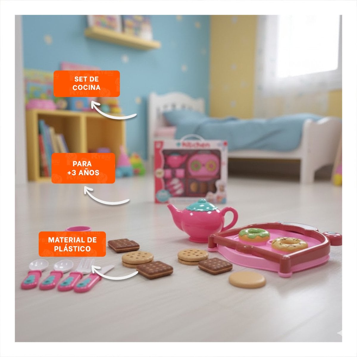 CONCEPTO DONUS Y GALLETAS CON MENAJE ROSADO PARA DECORACION DE HOGAR YSTICKY - 2