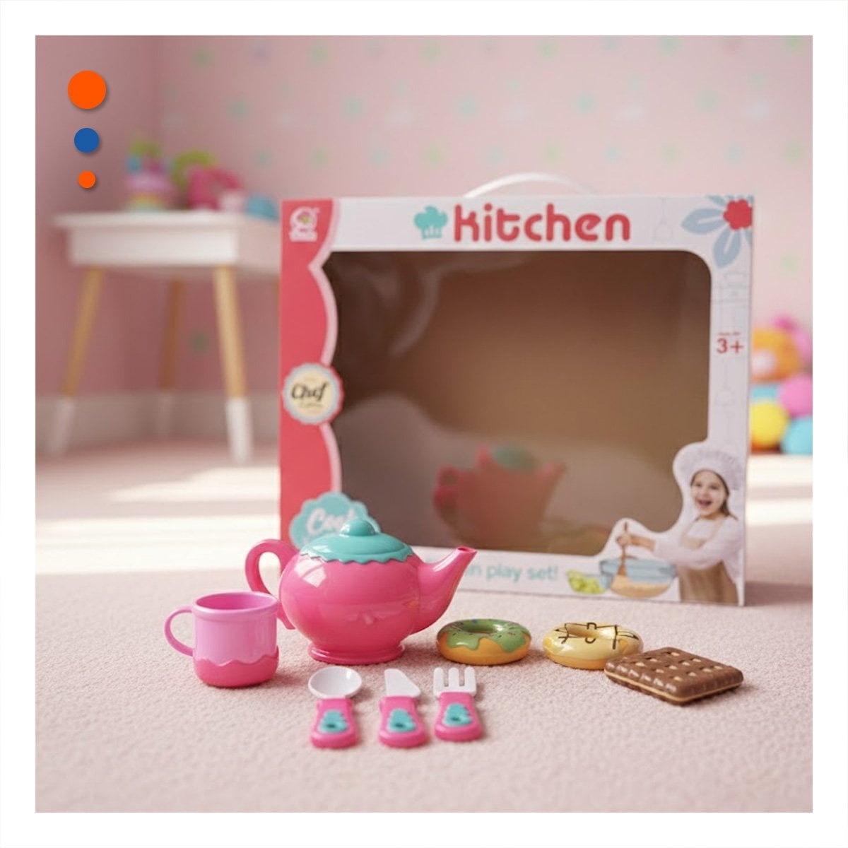 CONCEPTO DONUS Y GALLETAS CON MENAJE ROSADO PARA DECORACION DE HOGAR YSTICKY - 3
