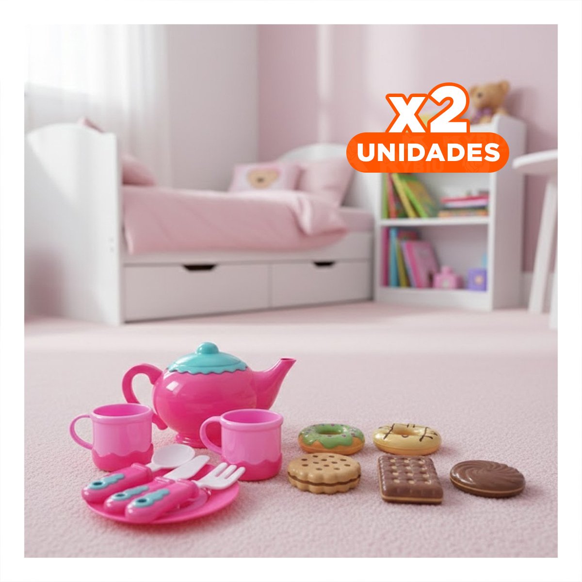 PACK2 ESTETICA DONUS Y GALLETAS CON MENAJE ROSADO PARA DECORACION COCINA YREGALO STICKER - 1