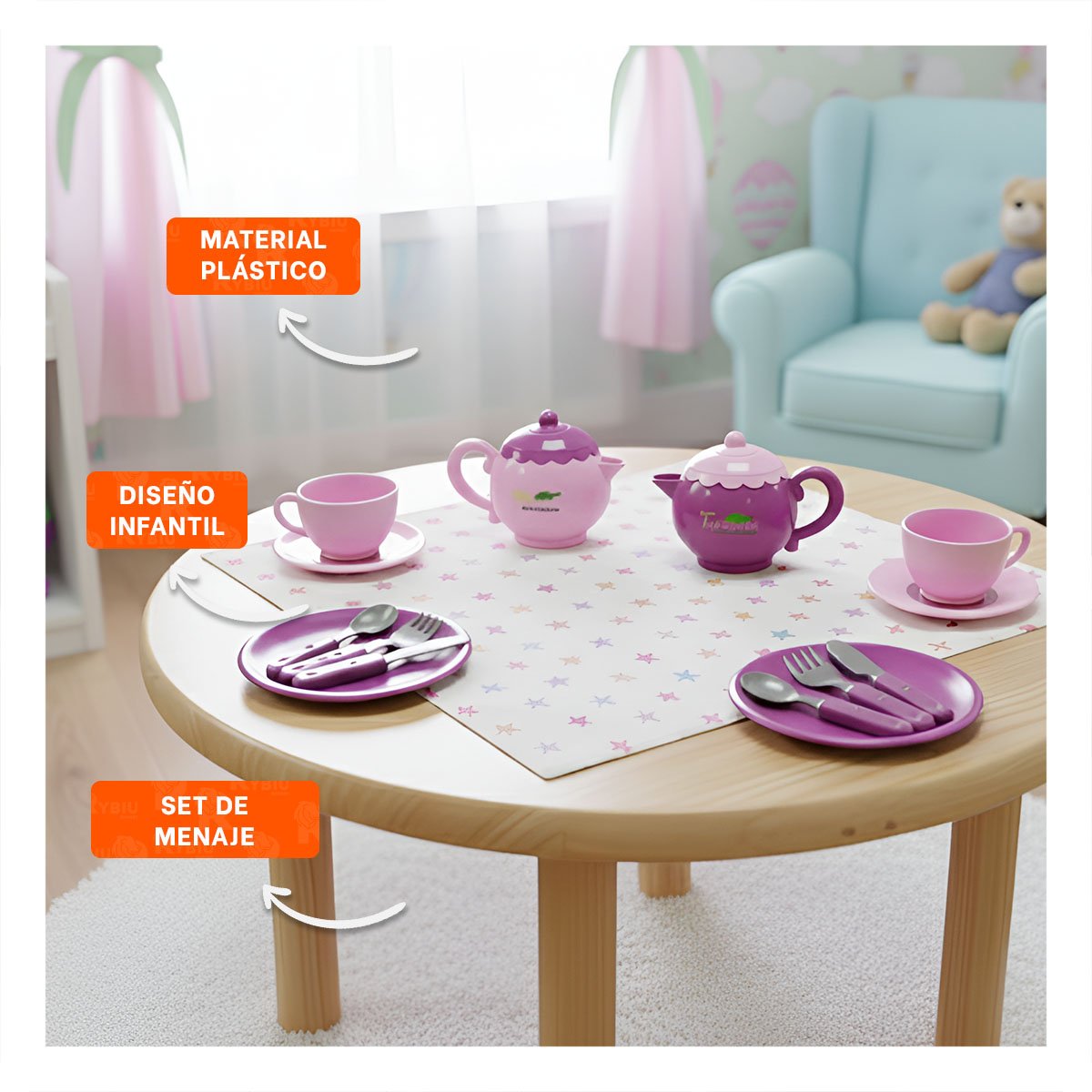 PACK DE MENAJE PARA FIESTA HOGAR DECORACION MESA ROSADO PARA DECORACION YSTICKY - 2