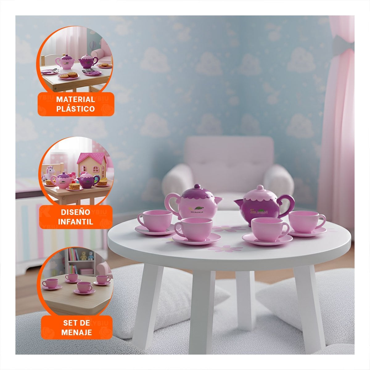 JUEGO DE MENAJE PARA FIESTA HOGAR DECORACION MESA ROSADO PARA EVENTOS YPAPEL REGALO - 5