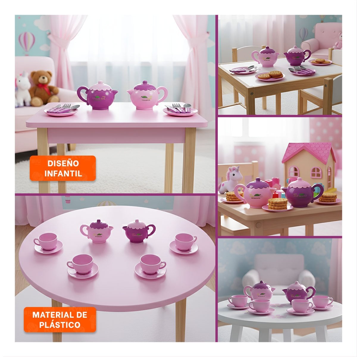 COLECCION DE MENAJE PARA FIESTA HOGAR DECORACION MESA ROSADO VERSATIL - 5