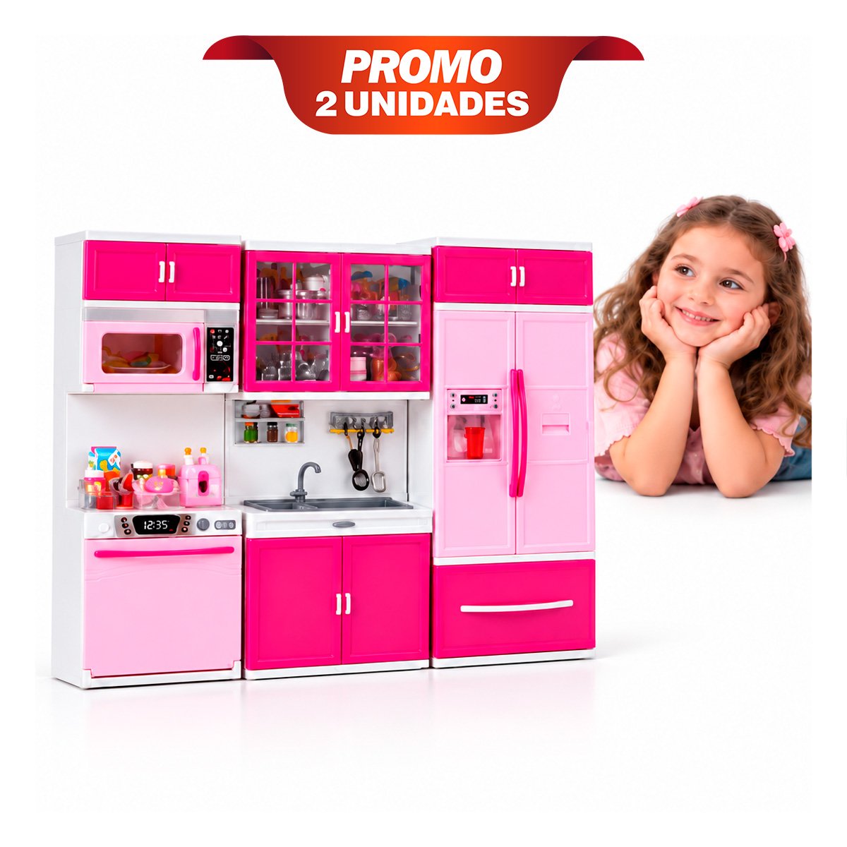 PACK2 SENSORIAL COCINA MODERNA DE JUEGO CON LUZ Y SONIDO ROSADO PARA HOGAR YPAPEL REGALO - 1