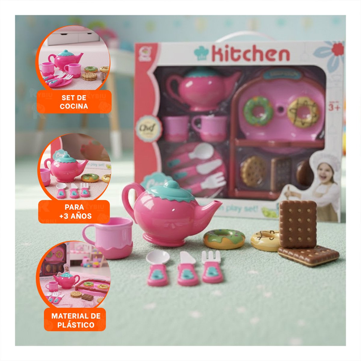 COLECCIONABLE DONUS Y GALLETAS CON MENAJE ROSADO PARA HOGAR COCINA YPAPEL REGALO - 5