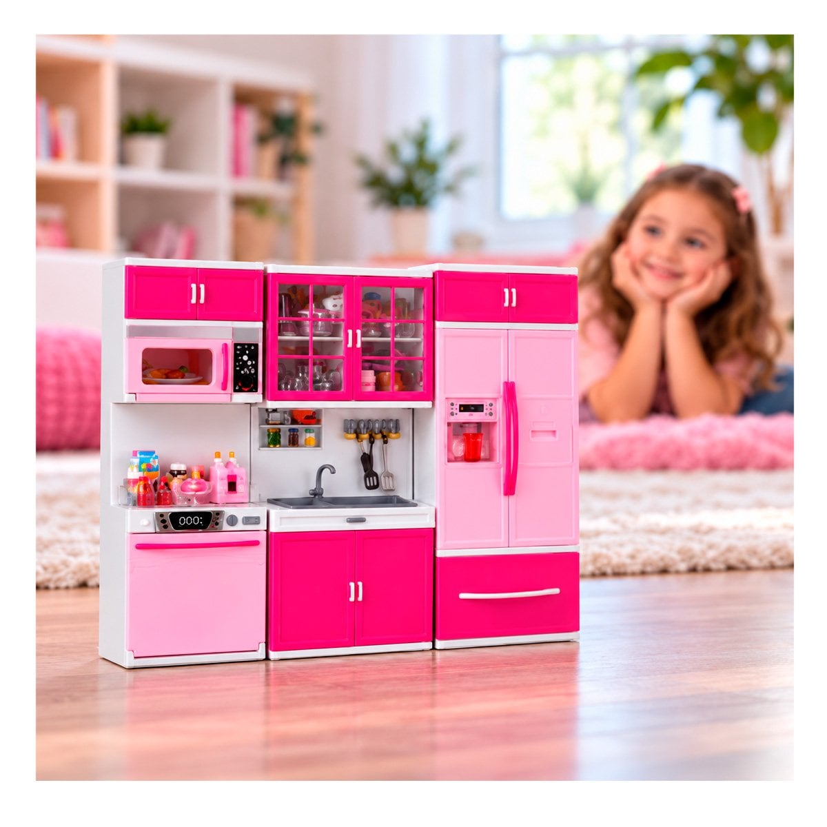 PACK2 VISUAL COCINA MODERNA DE JUEGO CON LUZ Y SONIDO ROSADO PARA CASA YREGALO STICKER - 3