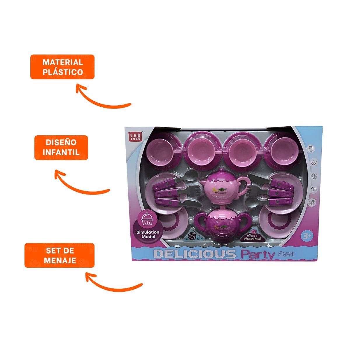 CONJUNTO DE MENAJE PARA FIESTA HOGAR DECORACION MESA ROSADO FUNCIONAL YLIGAS REGALO - 3