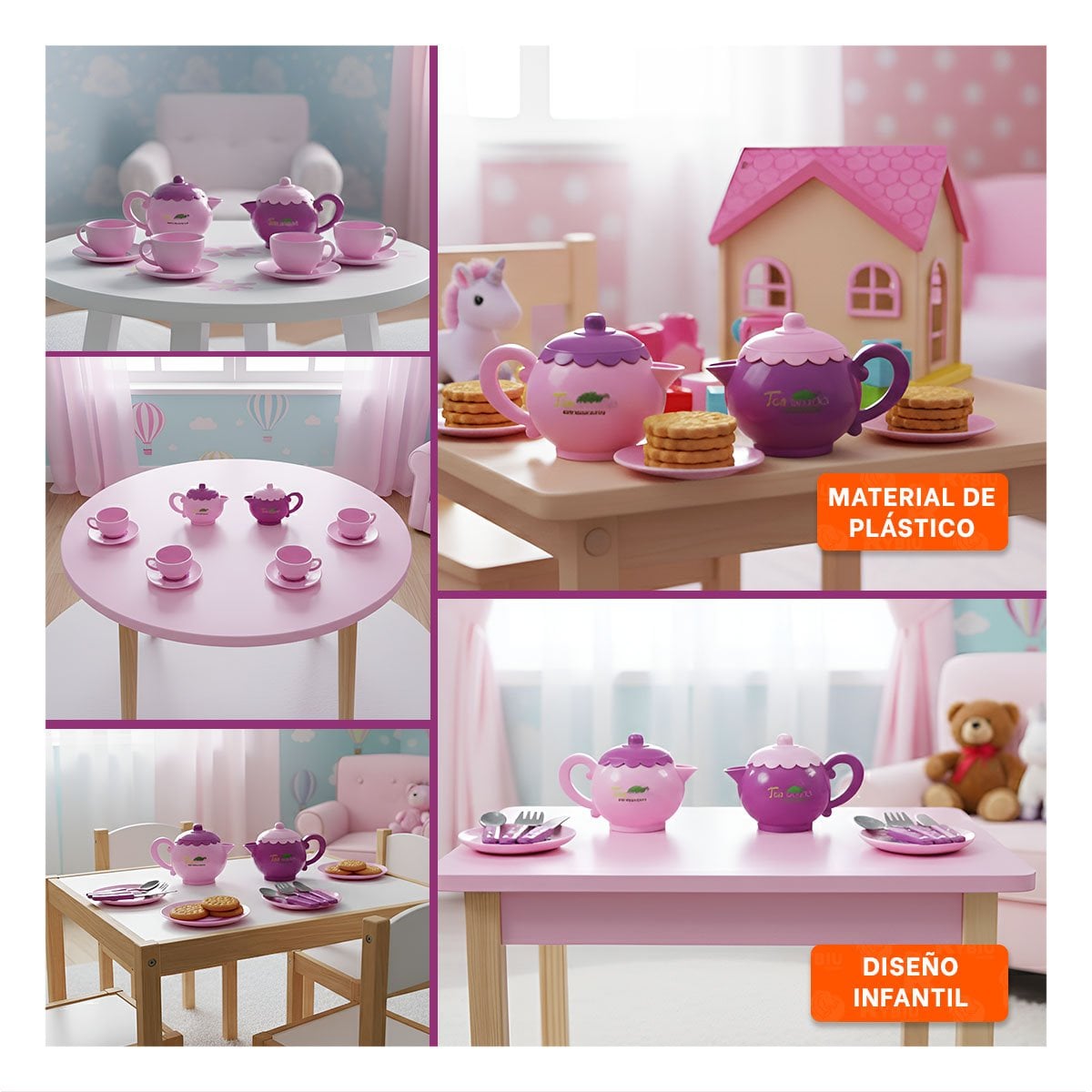 CONJUNTO DE MENAJE PARA FIESTA HOGAR DECORACION MESA ROSADO FUNCIONAL YLIGAS REGALO - 5