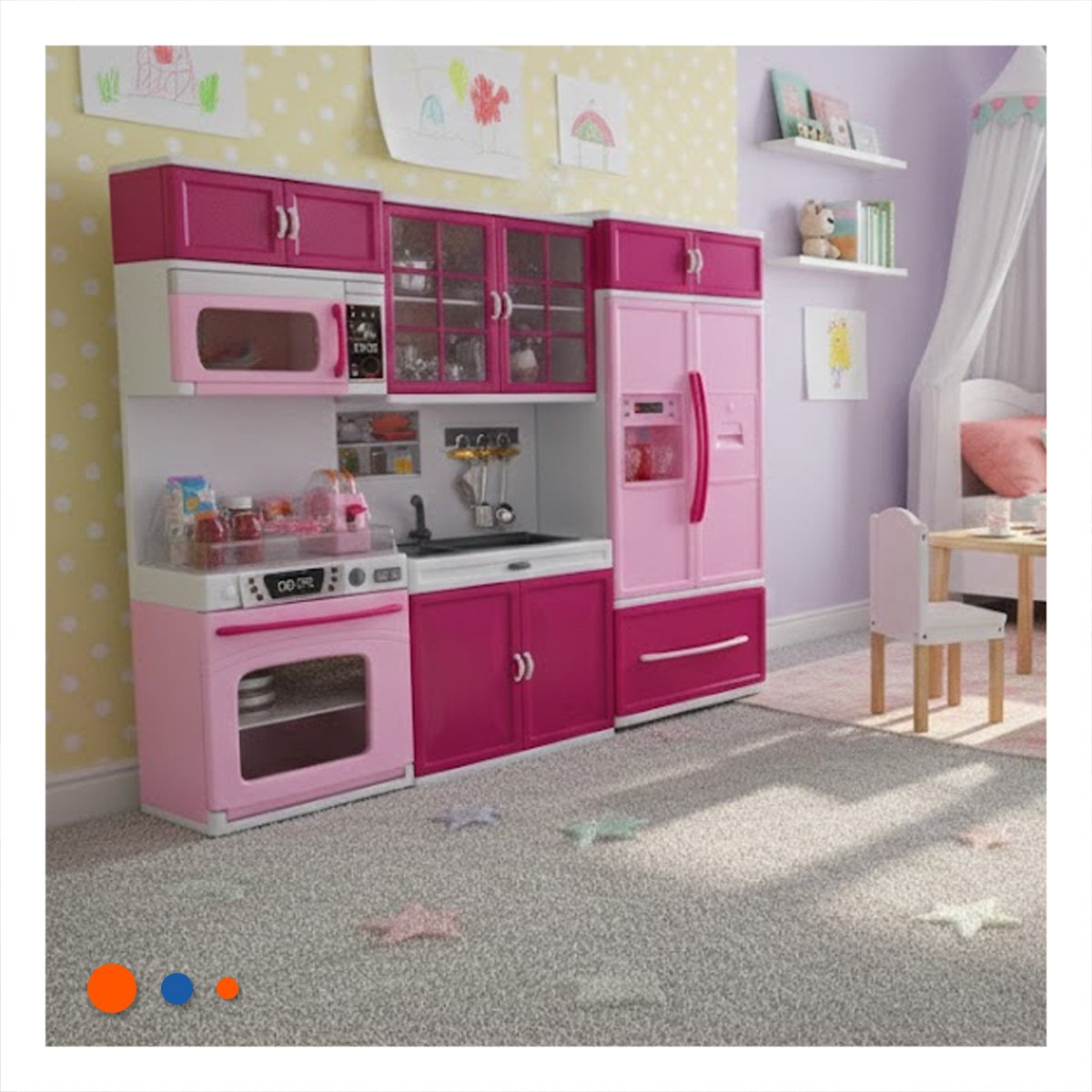 PACK4 DOMESTICA COCINA MODERNA DE JUEGO CON LUZ Y SONIDO ROSADO PARA HOGAR YREGALO STICKER - 5