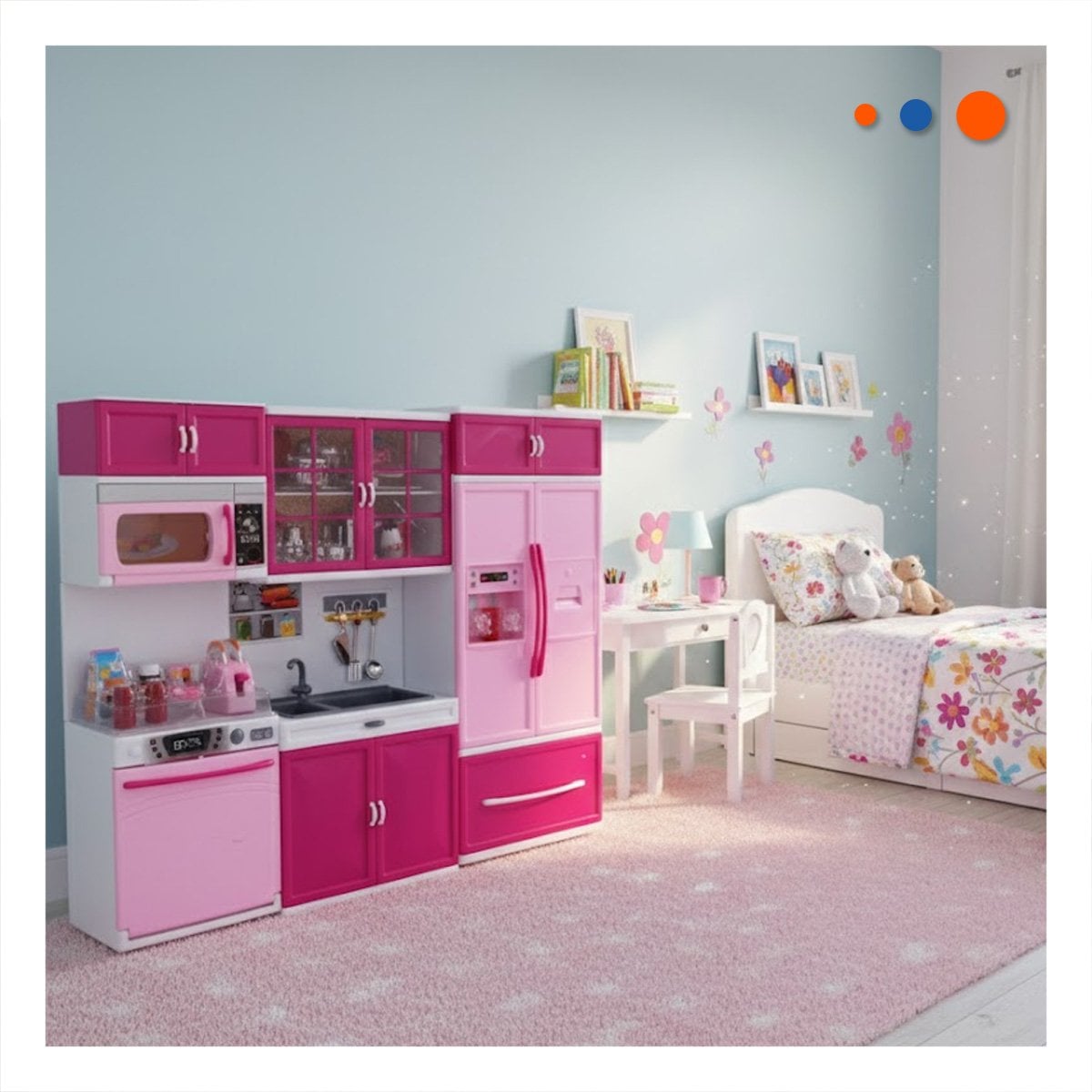 PACK6 ARTISTICA COCINA MODERNA DE JUEGO CON LUZ Y SONIDO ROSADO PARA HOGAR YREGALO STICKER - 5