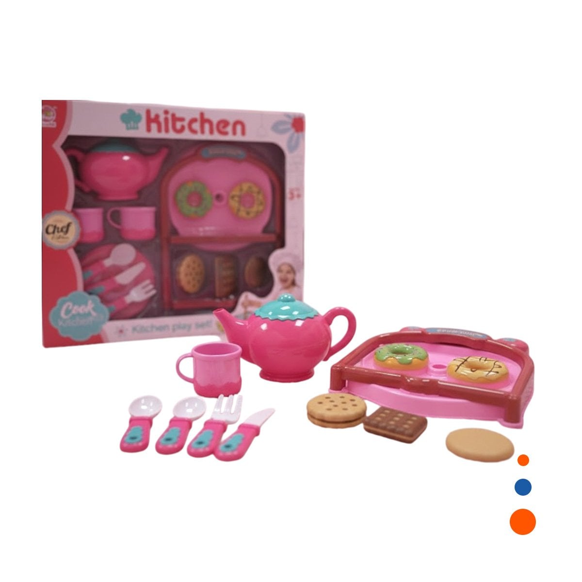 PROPUESTA HOGAR DONUS Y GALLETAS CON MENAJE ROSADO PARA COCINA DECORATIVA YREGALO STICKER - 3