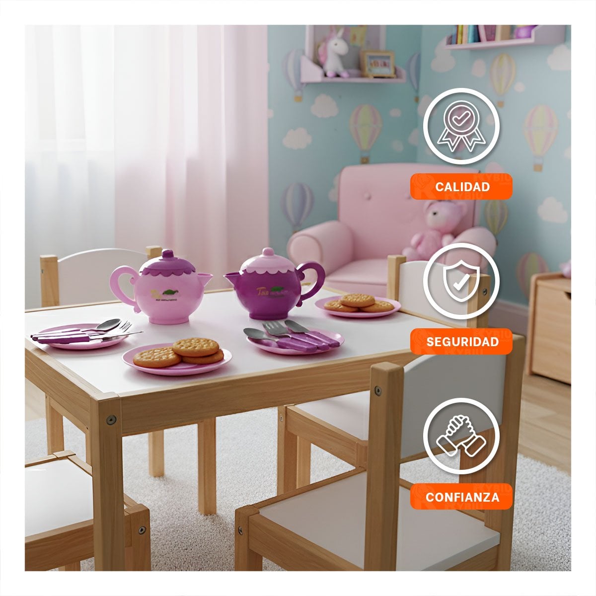 PACK4 CONJUNTO DE MENAJE PARA FIESTA HOGAR DECORACION MESA ROSADO ESTILO HOGAR - 3