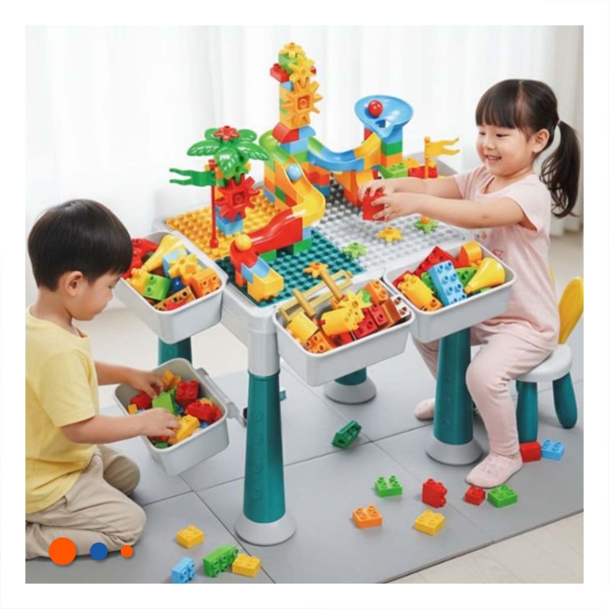 PACK2 CENTRO LUDICO DE BLOQUES DE CONSTRUCCION CON SILLA MULTICOLOR PARA HOGAR - 3