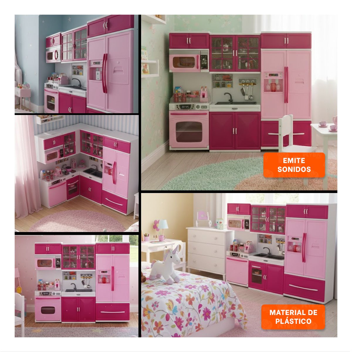 DECORATIVA COCINA MODERNA DE JUEGO CON LUZ Y SONIDO ROSADO PARA HOGAR YLIGAS REGALO - 5