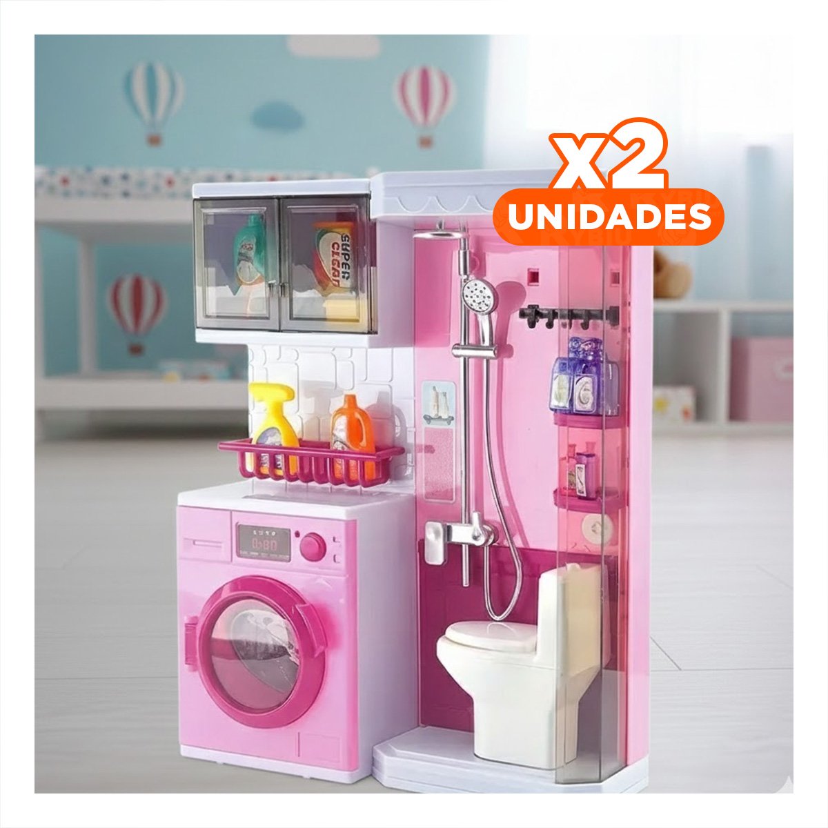 PACK2 RINCON HOGAR DE BANO DUCHA Y LAVANDERIA ROSADO PARA DIVERSION YREGALO STICKER - 1