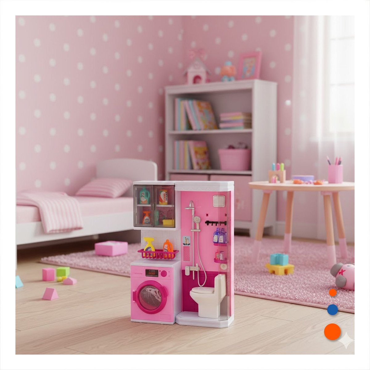 ESTACION DE BANO DUCHA Y LAVANDERIA ROSADO PARA DIVERSION EN CASA YLIGAS REGALO - 1