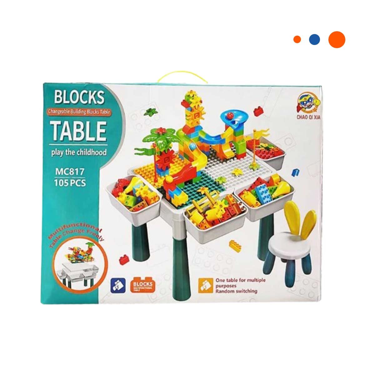 ESTACION DIDACTICA DE BLOQUES DE CONSTRUCCION CON SILLA MULTICOLOR PARA CASA YREGALO STICKER - 3