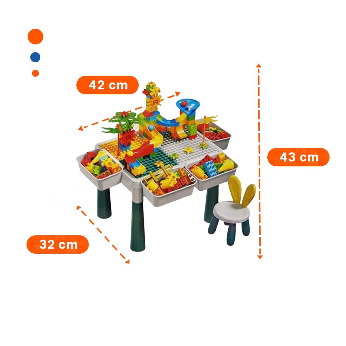 PACK2 CENTRO CREATIVO DE BLOQUES DE CONSTRUCCION CON SILLA MULTICOLOR PARA CASA YPAPEL REGALO - 4