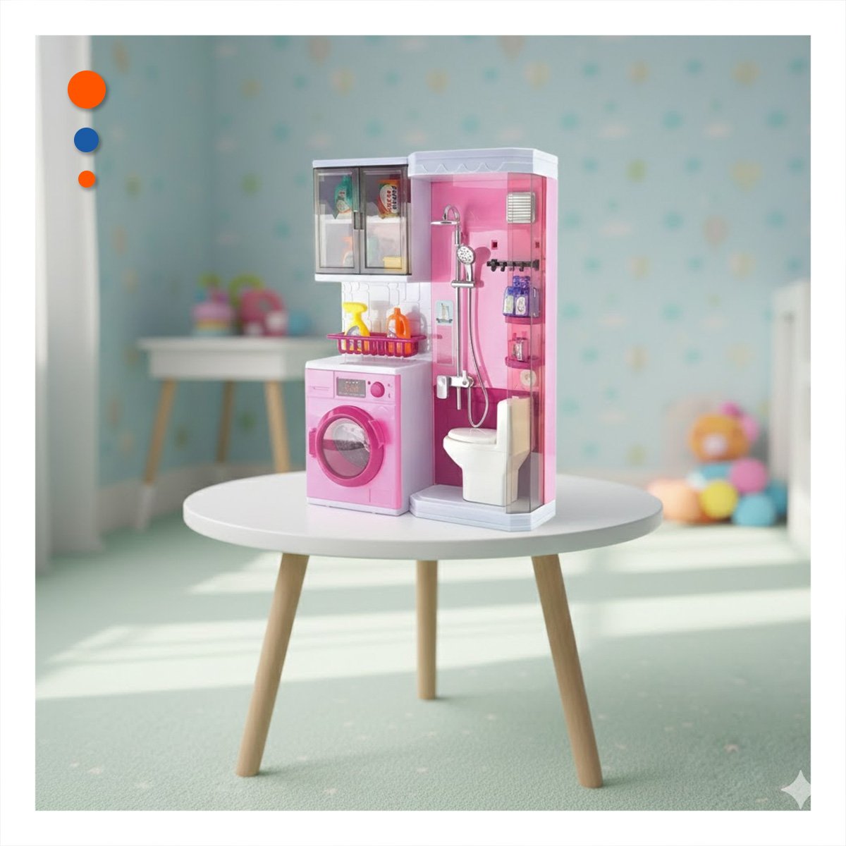 AMBIENTE HOGAR DE BANO DUCHA Y LAVANDERIA ROSADO PARA JUEGO EN CASA - 1
