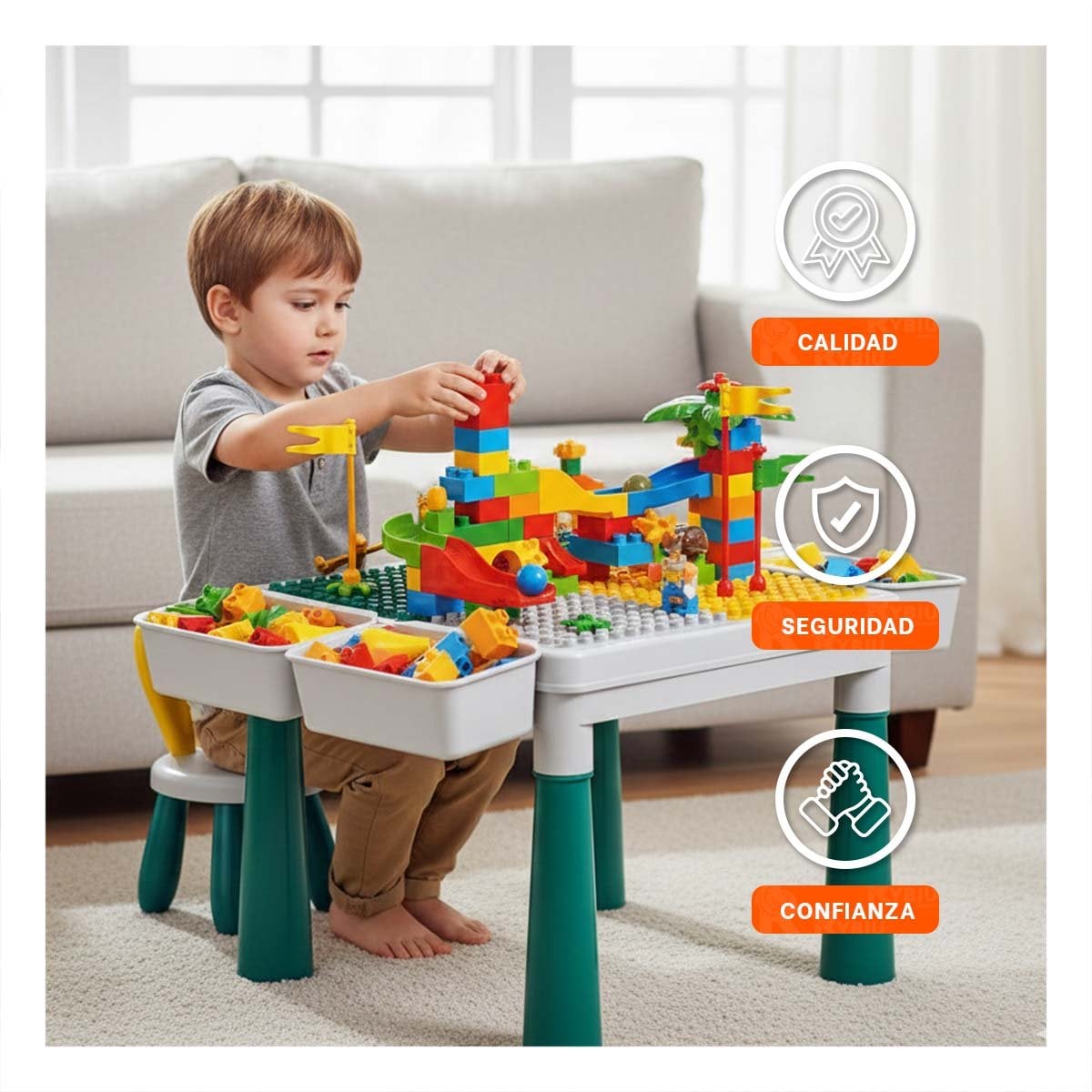 ESTACION CREATIVA DE BLOQUES DE CONSTRUCCION CON SILLA MULTICOLOR PARA HOGAR YPAPEL REGALO - 3
