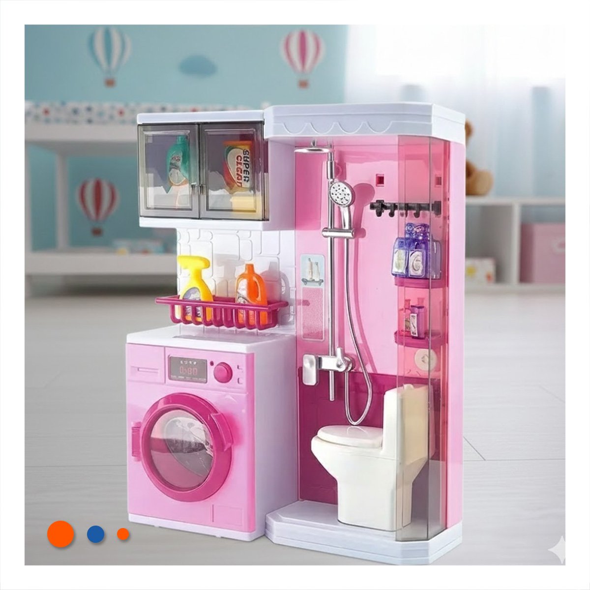 PACK6 LUGAR HOGAR DE BANO DUCHA Y LAVANDERIA ROSADO PARA JUEGO DIARIO - 3