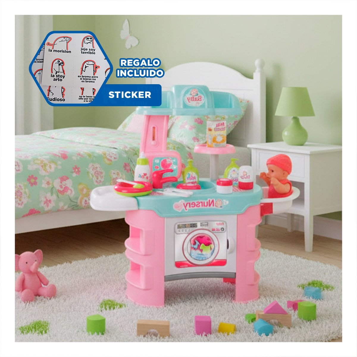 PLATAFORMA DE JUEGO GUARDERIA ROSADO PARA USO DIARIO EN CASA Y SALA YREGALO STICKER - 1