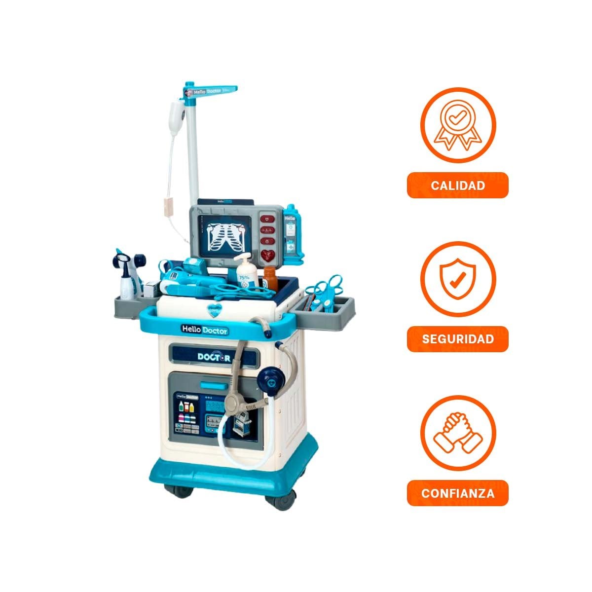 SERVICIO MEDICO DE JUGUETE CON CARRO Y ACCESORIOS CLINICOS PARA CASA YLIGAS REGALO - 3