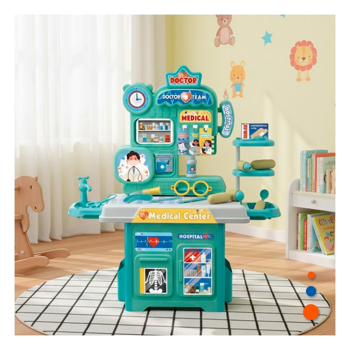 PACK2 ESPACIO HOSPITALARIO DE JUEGO CON ACCESORIOS CLINICOS PARA APRENDIZAJE YREGALO STICKER - 3