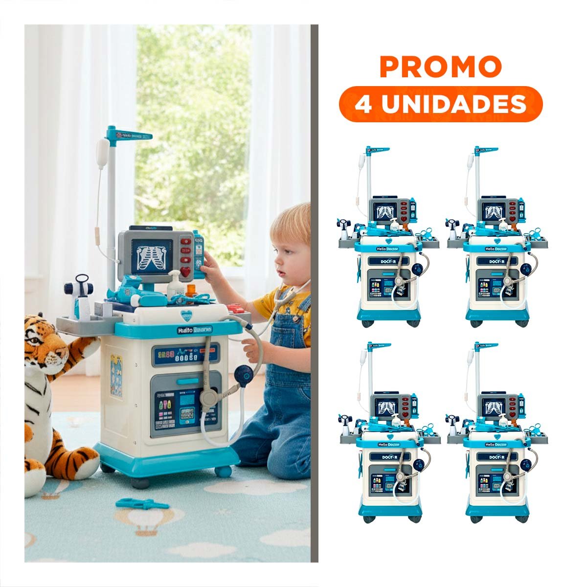PACK4 CLINICA MOVIL DE JUGUETE CON CARRO Y ACCESORIOS CLINICOS PARA HOGAR YREGALO STICKER - 1