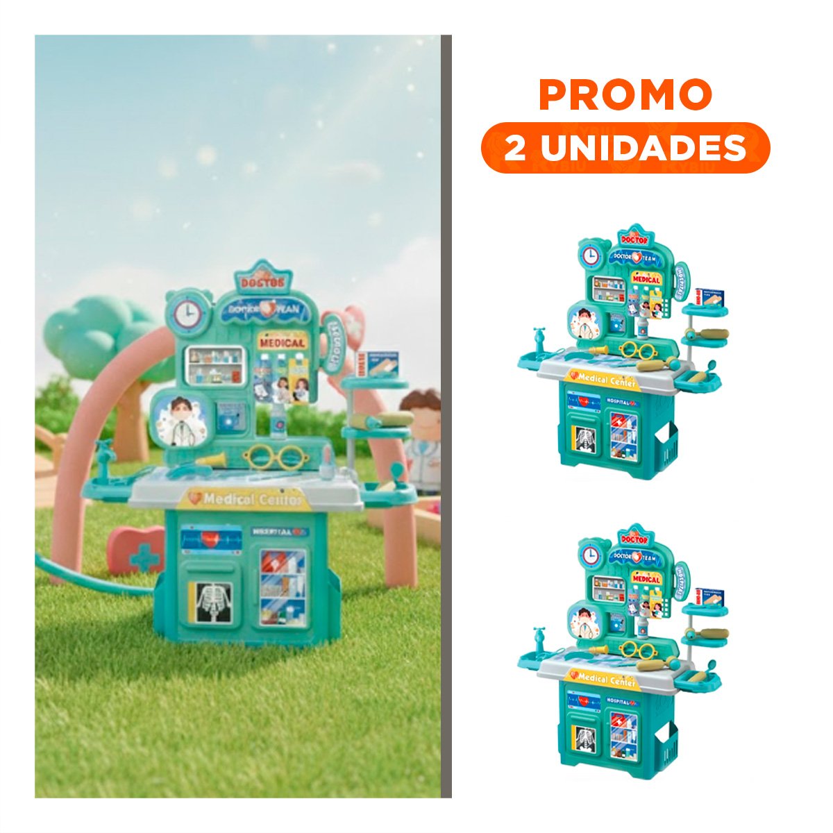 PACK2 PUESTO CLINICO INTERACTIVO CON ACCESORIOS DE DOCTOR PARA APRENDIZAJE EN CASA - 1