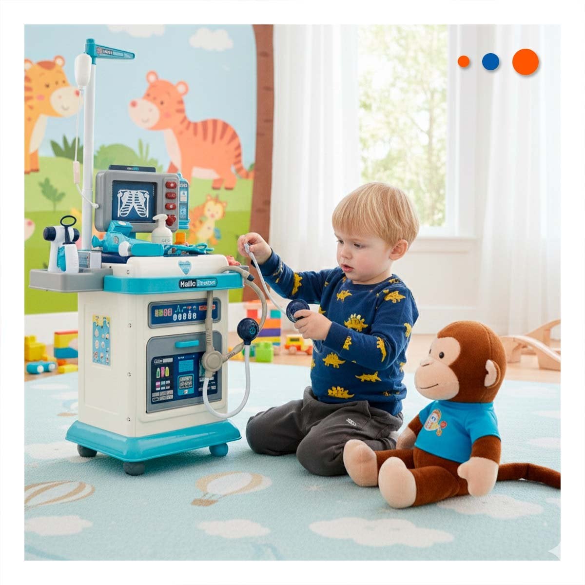 PACK2 UNIDAD MEDICA INTERACTIVA CON CARRO Y ACCESORIOS CLINICOS PARA CASA YREGALO STICKER - 3