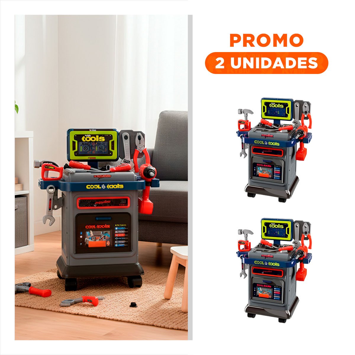 PACK2 CARRITO DE HERRAMIENTAS LUDICO CON ACCESORIOS PARA JUEGO EN CASA - 1