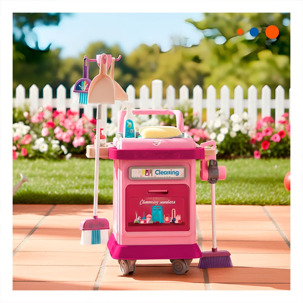 PACK4 ALTERNATIVA DE LIMPIEZA ROSADO CON CARRO Y ACCESORIOS DOMESTICOS YPAPEL REGALO - 2