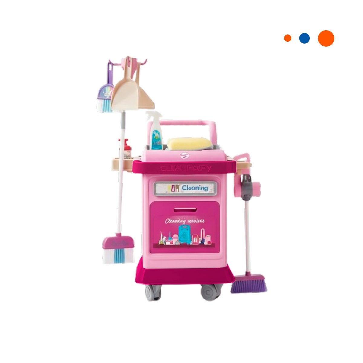 PACK4 ALTERNATIVA DE LIMPIEZA ROSADO CON CARRO Y ACCESORIOS DOMESTICOS YPAPEL REGALO - 3