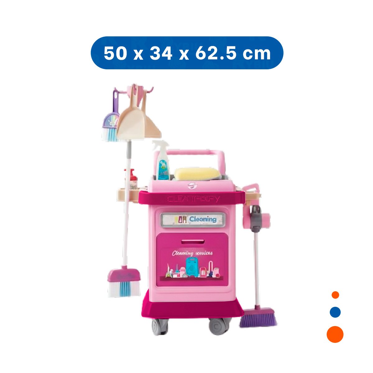 PACK4 ALTERNATIVA DE LIMPIEZA ROSADO CON CARRO Y ACCESORIOS DOMESTICOS YPAPEL REGALO - 4