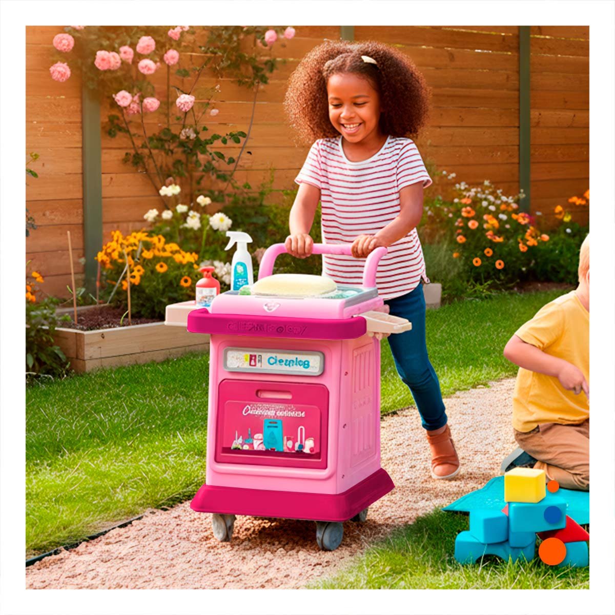 PACK4 ALTERNATIVA DE LIMPIEZA ROSADO CON CARRO Y ACCESORIOS DOMESTICOS YPAPEL REGALO - 5
