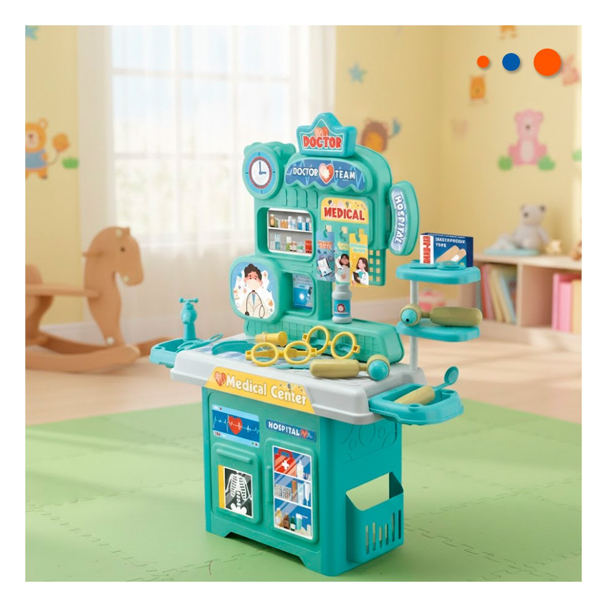 PACK4 AREA HOSPITALARIA DIDACTICA CON ACCESORIOS DE DOCTOR PARA APRENDIZAJE YREGALO STICKER - 3