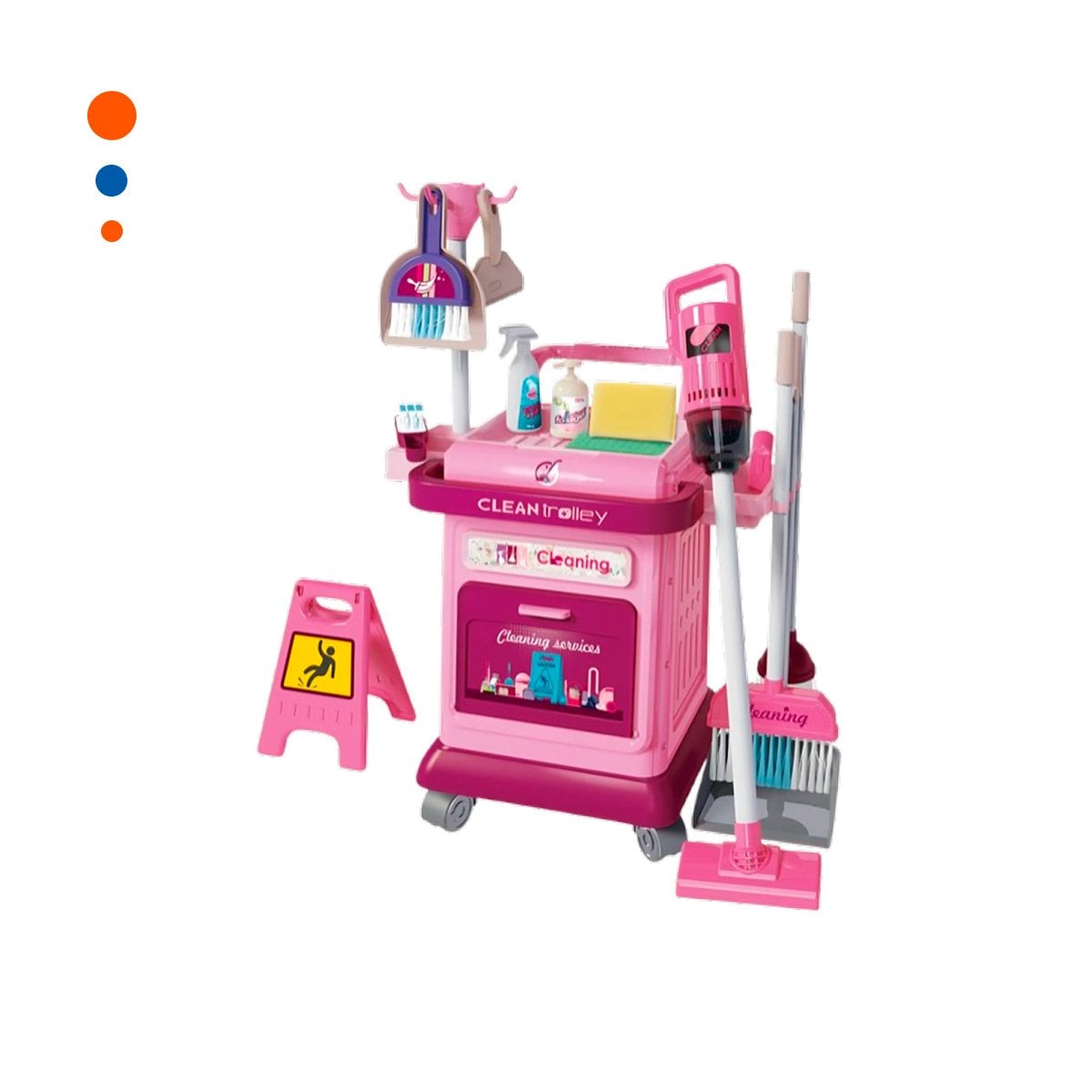 AREA DE LIMPIEZA ROSADO TIPO CARRO CON ACCESORIOS DE JUEGO YPAPEL REGALO - 1
