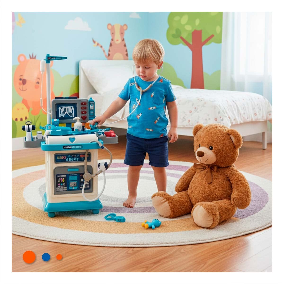 PUESTO MEDICO DIDACTICO CON CARRO Y ACCESORIOS CLINICOS PARA JUEGO YREGALO STICKER - 2