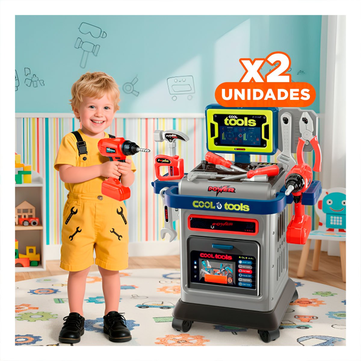 PACK2 PLATAFORMA DE HERRAMIENTAS DE JUEGO CON ACCESORIOS PARA HOGAR YREGALO STICKER - 1