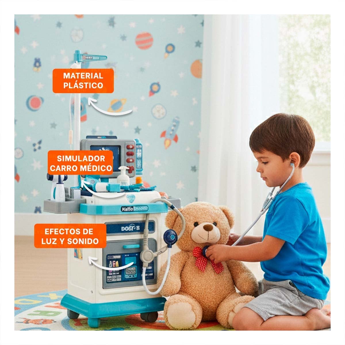 ESPACIO MEDICO INTERACTIVO CON CARRO Y ACCESORIOS PARA JUEGO EDUCATIVO YSTICKY - 2