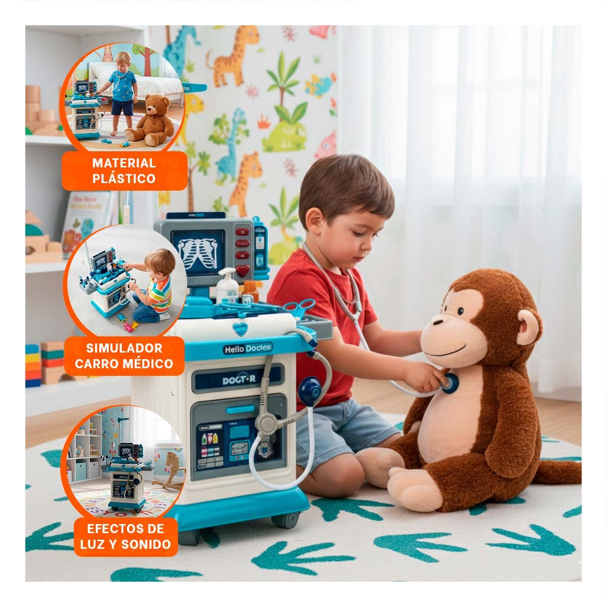 AREA MEDICA DE JUGUETE CON CARRO CLINICO Y ACCESORIOS PARA DIVERSION YPAPEL REGALO - 5